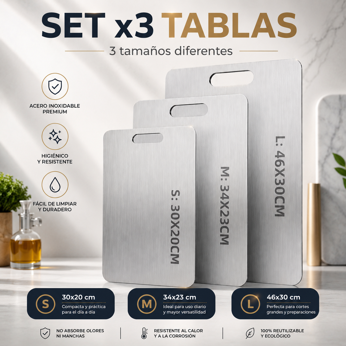 INOX PRO™ | Set x3 Tablas Premium para Cocina